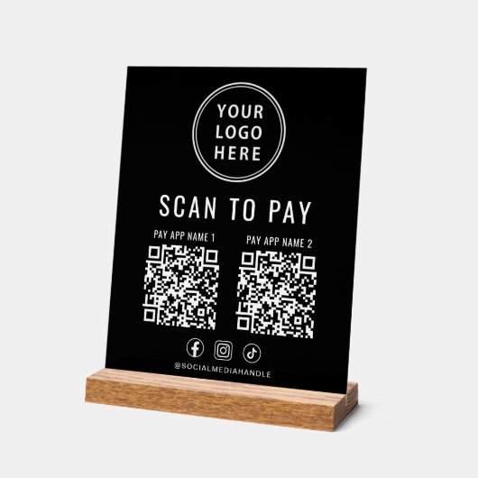 Scan to Pay QR Code Black Tabletop (Angle)