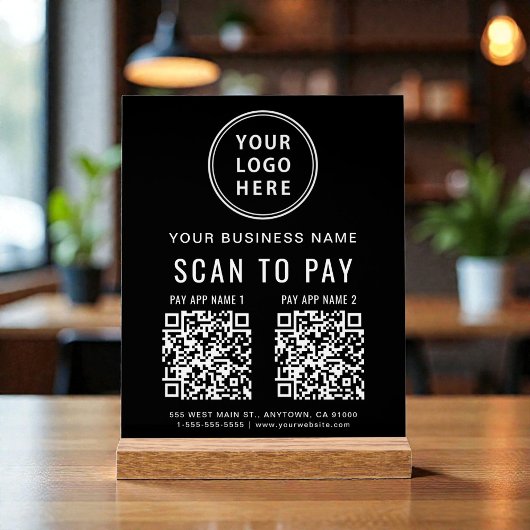 Scan to Pay QR Code Black Tabletop