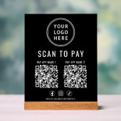 Scan to Pay QR Code Black Tabletop Acryl Bord (Neutraal)