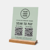Scan to Pay QR Code Sage Green Tabletop (Angle)