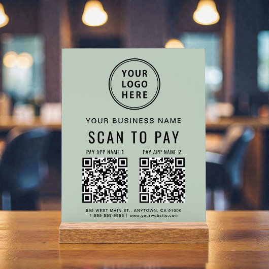 Scan to Pay QR Code Sage Green Tabletop