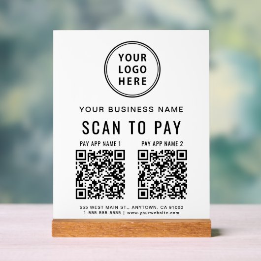 Scan to Pay QR Code White Tabletop (Neutre)