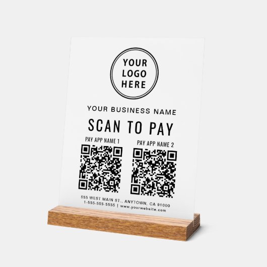 Scan to Pay QR Code White Tabletop (Angle)