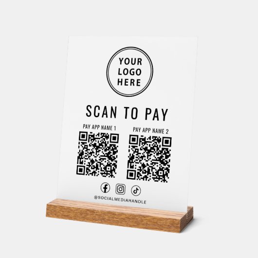 Scan to Pay QR Code White Tabletop (Angle)