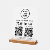 Scan to Pay QR Code White Tabletop Acryl Bord (Hoek)