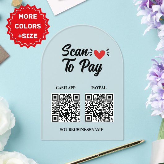  Scan to Pay Sign - Boost uw kleine B Acryl Uitnodigingen