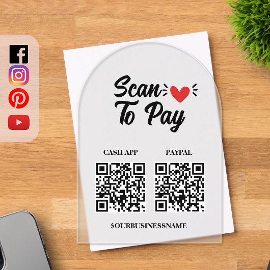  Scan to Pay Sign - Boost uw kleine B Acryl Uitnodigingen