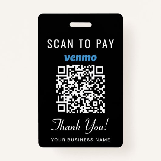 Scan to Pay Venmo QR Code Black Badge (Achterkant)