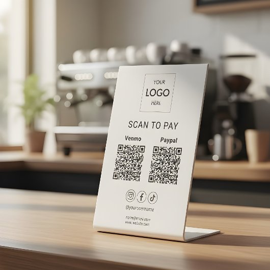 Scan To Pay Zakelijk Logo Qr Code Reclamebord Met Voetstuk