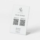 Scan To Pay Zakelijk Qr-code Script Monogram Reclamebord Met Voetstuk (Voorkant)