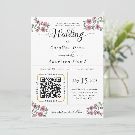 Scan to View Our Wedding Invitation Video (Debout devant)