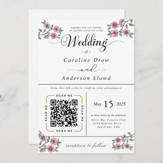Scan to View Our Wedding Invitation Video (Devant / Derrière)