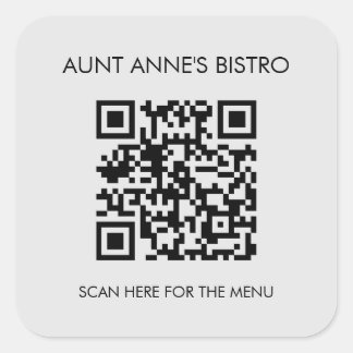 Scan voor bestelmenu QR Code Café Restaurant Koffi Vierkante Sticker