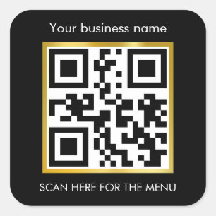 Scan voor bestelmenu QR Code Café Restaurant Koffi Vierkante Sticker