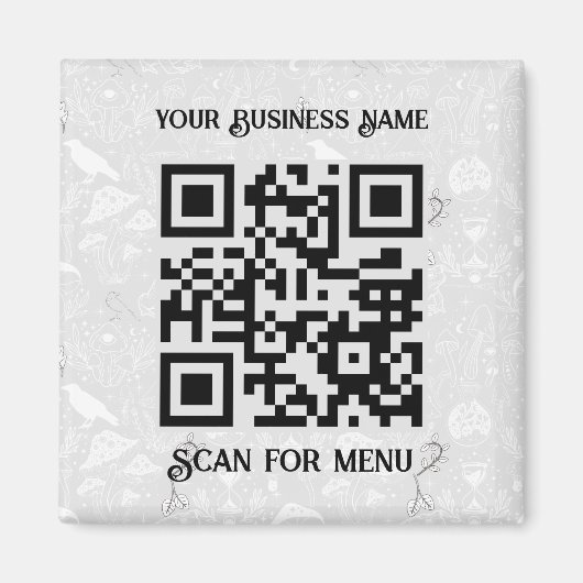 Scan voor Menu QRcode gepersonaliseerde LGrey Hall Magneet (Voorkant)