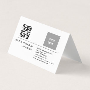 Scanbare QR-code aan de voorkant Modern Plain Simp Visitekaartjes