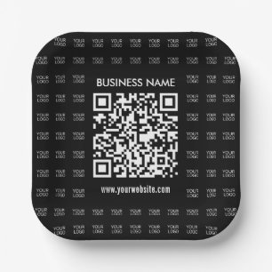 Scanbare QR-code en logo-patroon onmiddellijk make Papieren Bordje