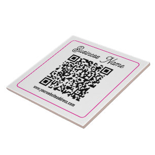 Scanbare QR-code met cursief handschrift Tegeltje