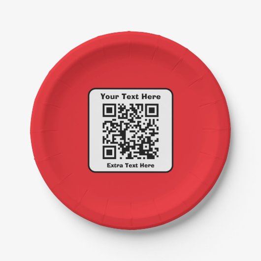 Scanbare QR-code Sjabloon met bewerkbare tekst Papieren Bordje (Voorkant)