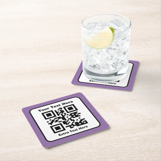 Scanbare QR-code Sjabloon met bewerkbare tekst Vierkante Kartonnen Onderzetter (Insitu)