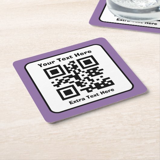 Scanbare QR-code Sjabloon met bewerkbare tekst Vierkante Kartonnen Onderzetter (Schuin)