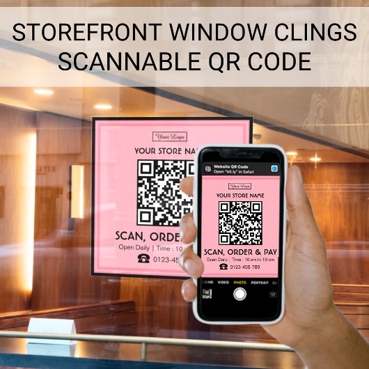Scanbare QR-code voor winkelbord | Scannen, bestel Raamsticker