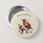Scandi Aviary Duet, op maat Ronde Button 7,6 Cm (Voorkant /achterkant)