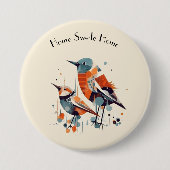 Scandi Aviary Duet, op maat Ronde Button 7,6 Cm (Voorkant)