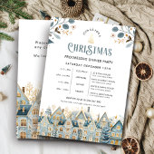 Scandi Blue Progressive Christmas Dinner Party Kaart
