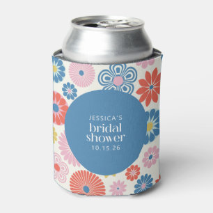 Scandi Boho Folk Bloem Blauwe Bruidsdouche Blikjeskoeler