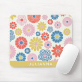 Scandi Boho Folk Flower Pattern Personalized Muismat (Met muis)