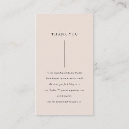 SCANDI CLEAN BLACK BLUSH MINIMAAL WEDING DANK U VISITEKAARTJE (Achterkant)