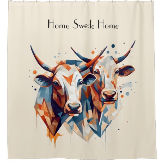Scandi Farmhouse Cattle, op maat Douchegordijn (Voorkant)