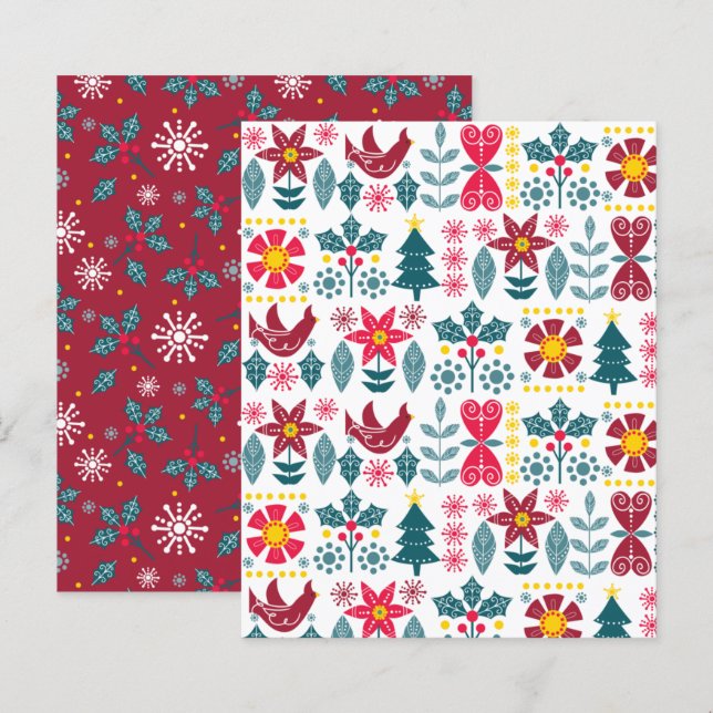 Scandi-kerstschroefpapier, snowflakes heilig (Voorkant / Achterkant)