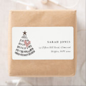 Scandi Minimal Blush Heart Christmas Tree Address Etiket (Insitu)