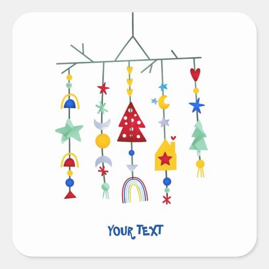 Scandi minimalistisch eenvoudig vierkante sticker (Voorkant)