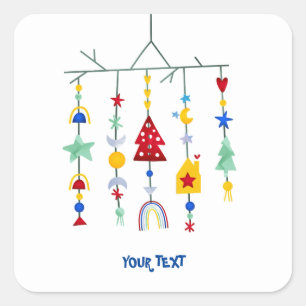 Scandi minimalistisch eenvoudig vierkante sticker