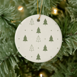 Scandi Minimalistische Bomen Patroon Kerst Decorat Keramisch Ornament