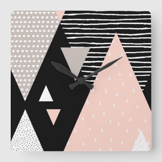 Scandi Mountain Peak Design Vierkante Klok (Voorkant)