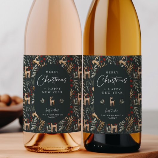 Scandi Noël Vin Bouteille Étiquette Boire Cadeau C