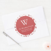 Scandi Pine Tree Pattern Roze kerstadres Ronde Sticker (Envelop)