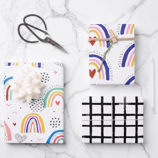 Scandi Rainbow Wrapping Paper Sheet Set (Voorkant)