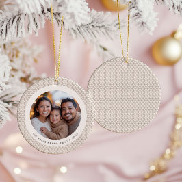 Scandi Tan and White Snowflake Photo Keramisch Ornament