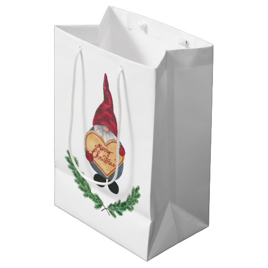 Scandi Tomten Kerstman Medium Cadeauzakje (Voorkant Gekanteld)