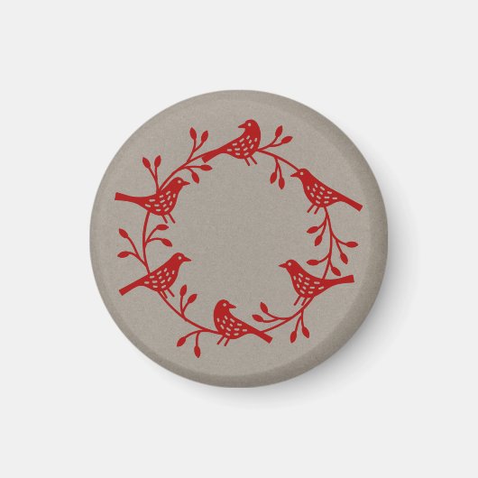 Scandi Wreath of Birds and Rosehips Magnet Magneet (Voorkant)