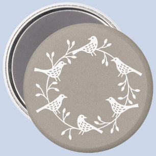 Scandi Wreath of Birds and Rosehips Magnet Magneet