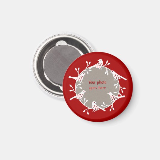 Scandi Wreath of Birds and Rosehips Photo Magneet (Voorkant / Achterkant)