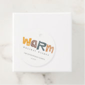 Scandi Yellow Grey Text Warm Wasting Kerstmis Bedankjes Labels (In situ)