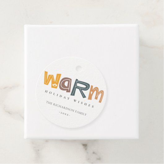 Scandi Yellow Grey Text Warm Wasting Kerstmis Bedankjes Labels (In situ)