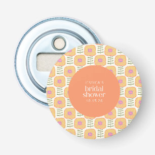 Scandi Yellow Oranje Flower Custom Vrijgezellenfee Button Flesopener